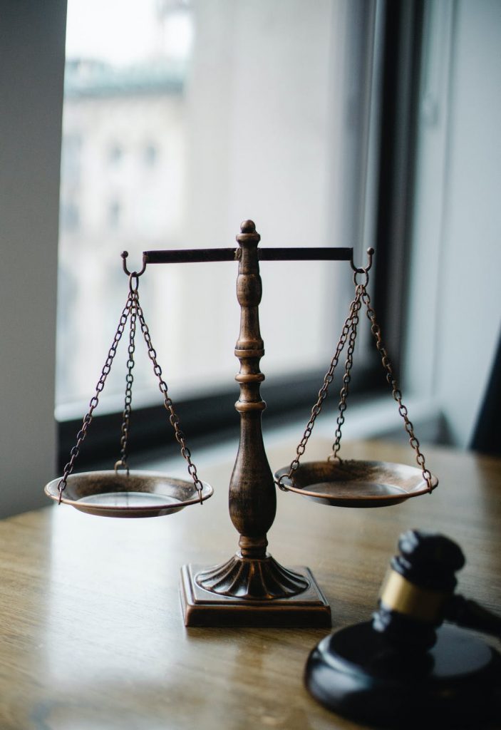 Weight scales and gable on a desk